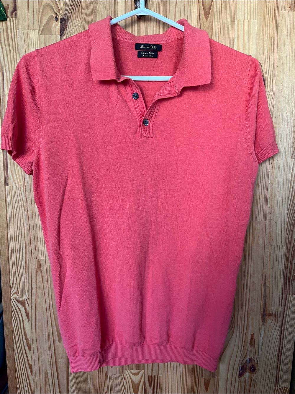 Massimo Dutti Men's Coral Polo Knit Shirt (size S)